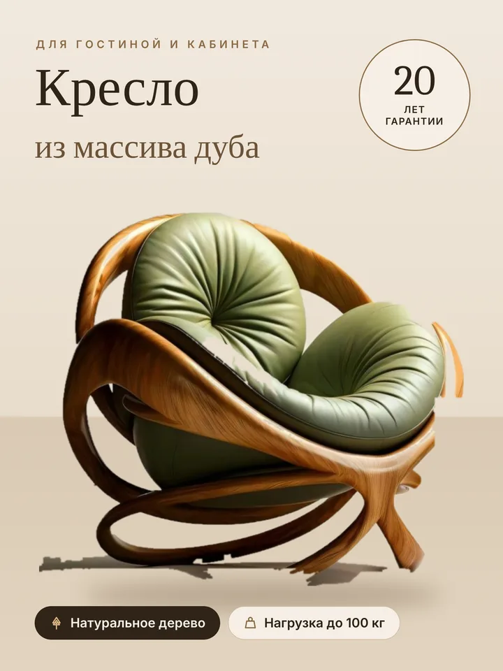 Редизайн карточки кресла из массива дуба